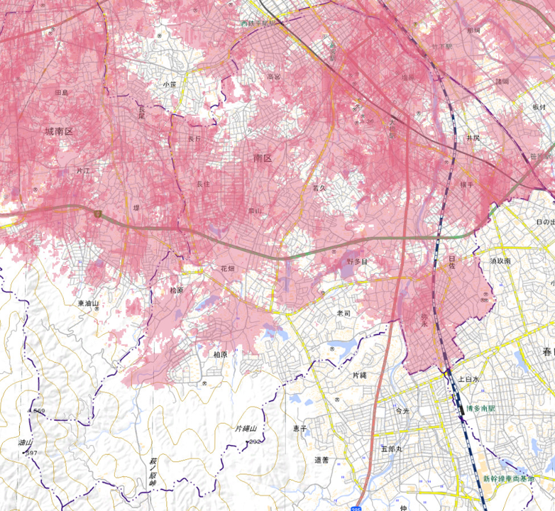 地域BWA 福岡net（福岡県福岡市） - 携帯基地局マップ CellMap